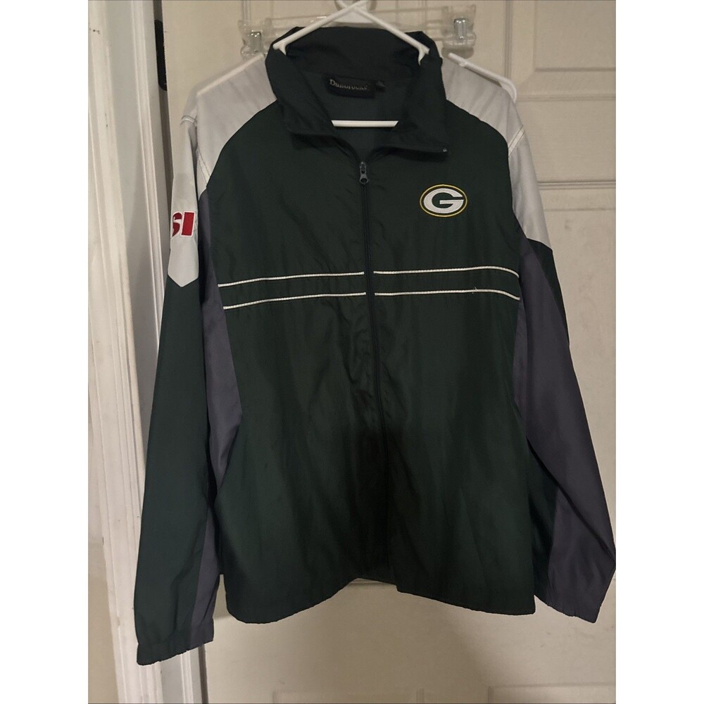 Dunbrooke Green Bay Packers NFL Windbreaker Jacket Men’s Large Full Zip SI Patch